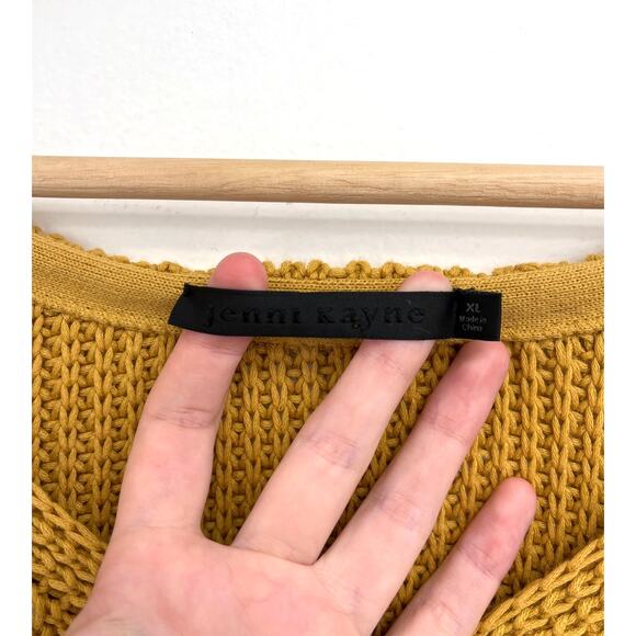 Jenni Kayne Organic Cotton Cabin V-Neck Relaxed Sweater Mustard REPAIRED - XL - Picture 6 of 16